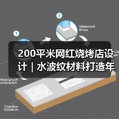 200平米网红烧烤店设计 | 水波纹材料打造年轻风餐饮空间(图2) 200平米网红烧烤店设计 | 水波纹材料打造年轻风餐饮空间(图2)